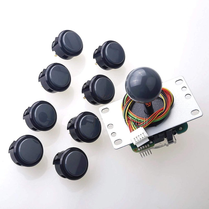 SANWA مجموعة عصا التحكم Sanwa JLF-TP-8YT + مجموعة أزرار دفع Sanwa 8 قطع OBSF-30 لون: رمادي - لألعاب الأركيد قابلة للتعديل 4 و 8 اتجاهات، متوافقة مع عصا التحكم Catz Mad SF4 Tournament S@NWA - Image 1